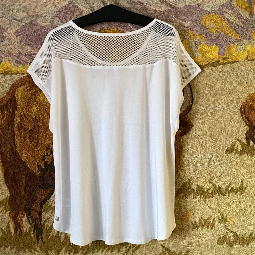 NEW Fabletics Dijon Sz 2XL Womens Knit/Mesh Top T-Shirt White - Picture 5 of 9